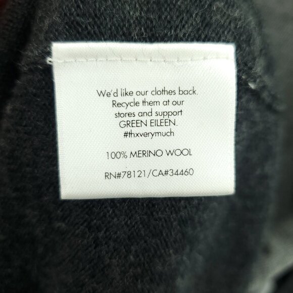 Eileen Fisher 100% Merino Wool V-neck Asymmetrical Sweater S Gray/Black - Picture 15 of 16